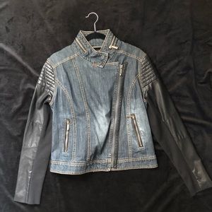 BCBG MAXAZRIA Chantal Blue Denim Moto Jacket